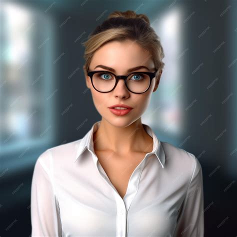 Premium Ai Image A Woman Wearing Glasses And A White Shirt With A Red Lips