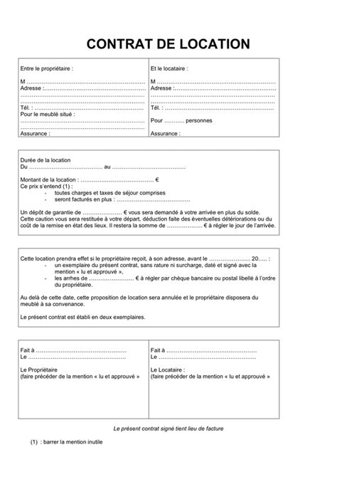 Contrat De Location T L Chargement Gratuit Documents Pdf Word Et Excel