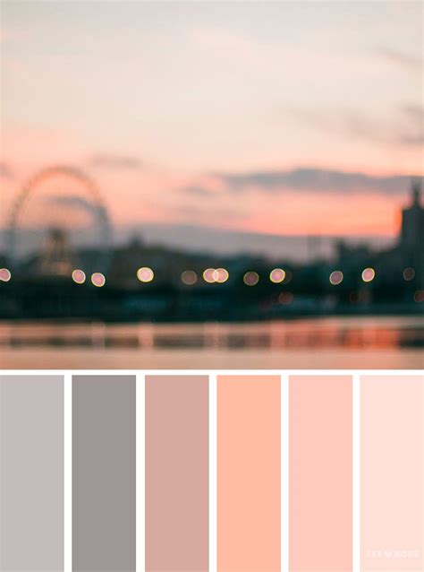 Grey and peach color scheme ,Sunset color inspiration