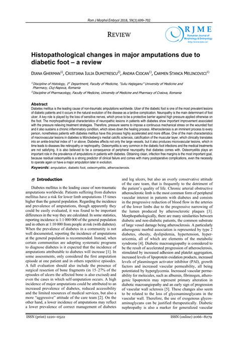 Pdf Histopathological Changes In Major Amputations Due To Diabetic