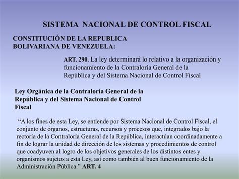 Exposicion Sistema Nacional De Control Fiscal Ppt