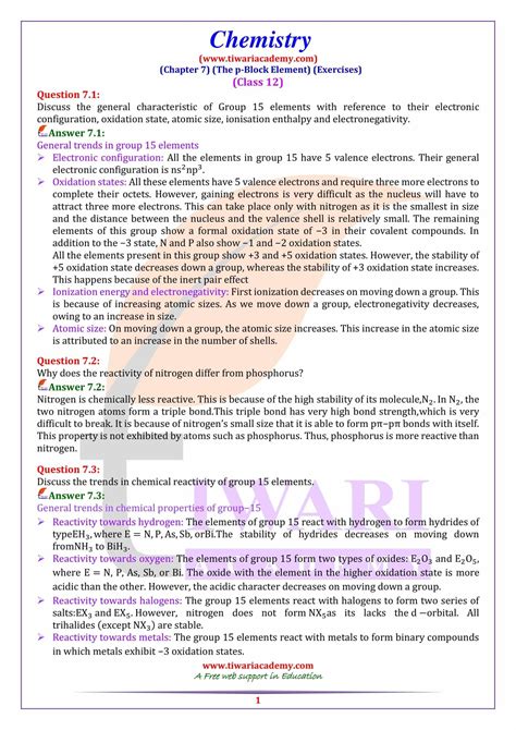 Ncert Solutions For Class 12 Chemistry Chapter 7 In Hindi And English