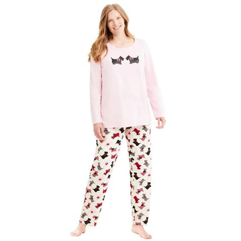 Dreams And Co Womens Plus Size Long Sleeve Knit Pj Set Pajamas