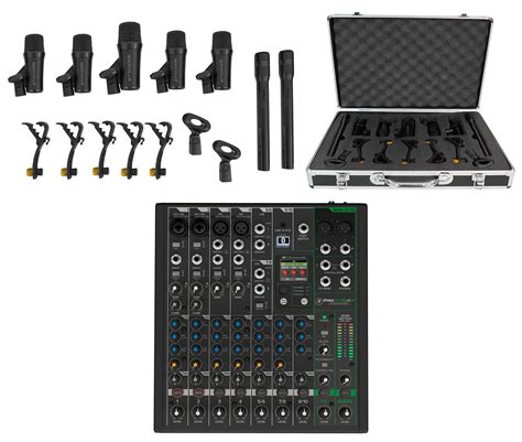 Mackie ProFX10v3 10 Ch Effects Mixer W USB 7 Piece Drum Mic Kit