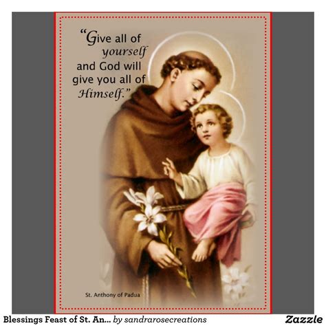 Blessings Feast Of St Anthony Card Saint Anthony Of Padua Saint Quotes Catholic