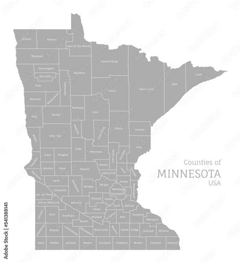 Fototapeta Mapa Wiata Dla Dzieci Highly Detailed Gray Map Of Minnesota