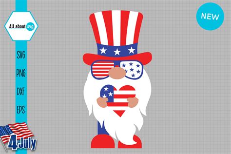 Patriotic Gnome Clipart Patriotic Gnome Independence Day 4th July Gnome