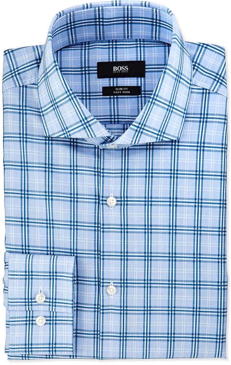 Hugo Boss Boss Slim Fit Easy Iron Majoica Windowpane Plaid Dress Shirt