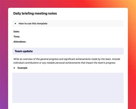 Daily briefing meeting notes | Free Craft Template