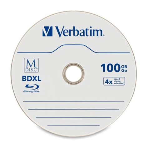 Verbatim Blu Ray Recordable Media Bd R Xl 4x 100 Gb 5 Pack