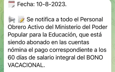 Bono Para Obreros Del MPPE Cobra HOY El Bono Vacacional De Agosto