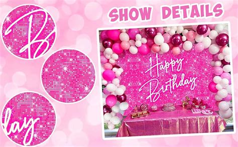 Amazon Sensfun X Ft Glitter Hot Pink Birthday Backdrop Princess