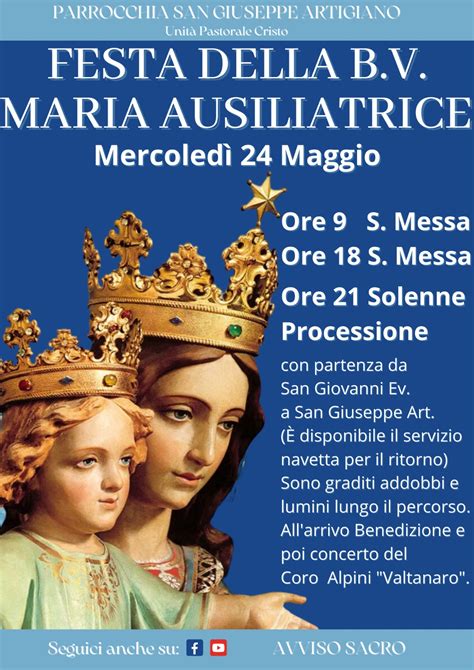 Festa Maria Ausiliatrice 24 Maggio Salesiani Don Bosco Alessandria