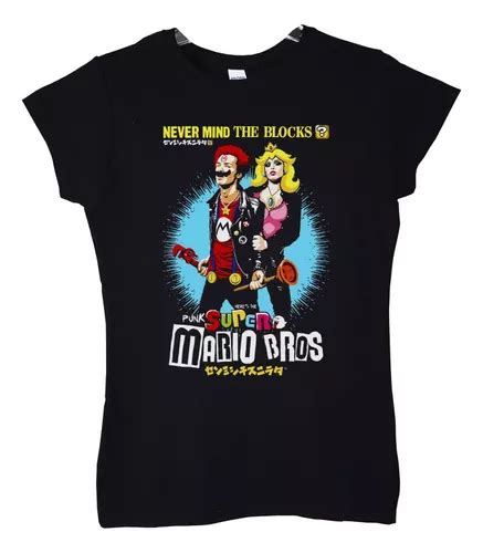 Polera Mujer Sex Pistols Mario Bros Never Mind The Blocks Pu Cuotas