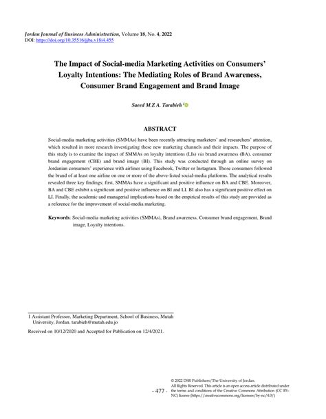 Pdf The Impact Of Social Media Marketing Activities On Consumers’ Loyalty Intentions The