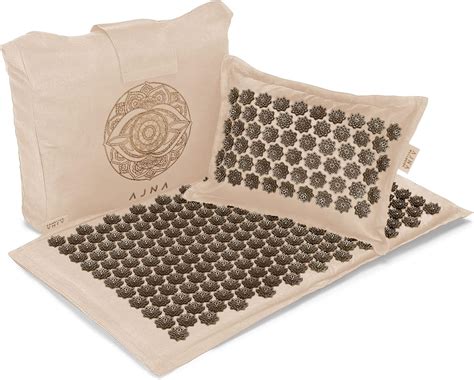 Ajna Acupressure Mat And Pillow Set Natural Organic Linen Cotton Acupuncture Mat