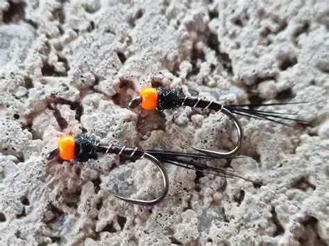 Rivulet Fly Fishing Orange Bead Black Nymph Meander Fly Co