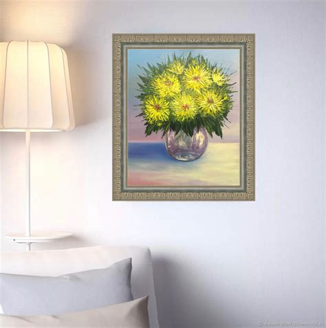 Chrysanthemum In A Vase Original Floral Oil Painting On Canvas