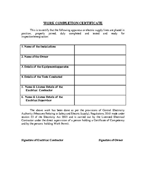 Work Completion Certificate Template Pdfsimpli