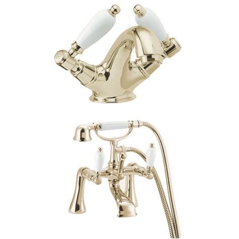 Deva Georgian Gold Bath Shower Basin Mixer Taps Pack Set Bathroom