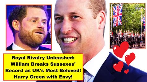 Royal Rivalry Unleashed William Breaks Sussexes Record As Uks Most