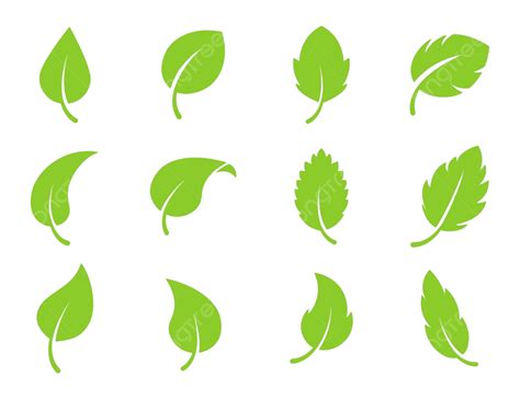 Green Leaf Logo Set On White Background With Tree And Plant Vector Set