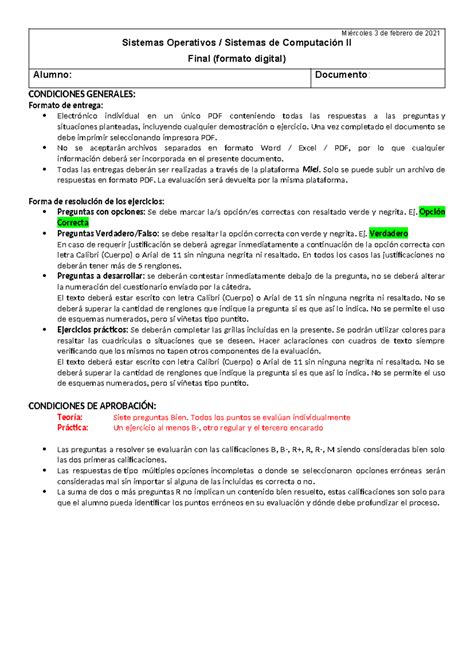 Final Febrero Mi Rcoles De Febrero De Sistemas Operativos