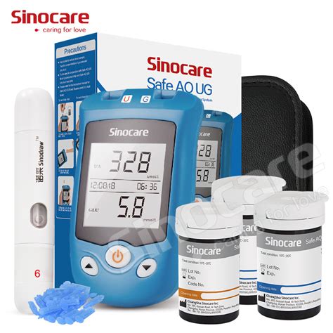 Sinocare Uric Acid Blood Glucose Meter Glucometer Kit Diabetes Tester