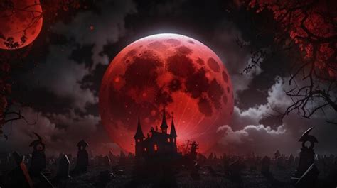 Premium AI Image | Dark Canopy Chronicles Blood Moon and Haunted Forest ...