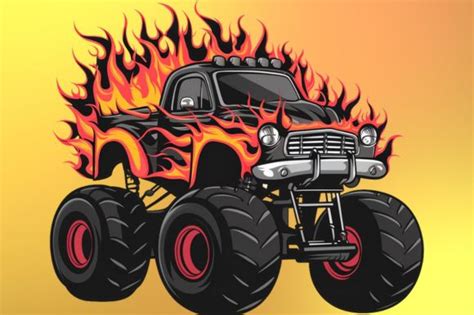 Flaming Monster Truck Graphic By Graphics XT Creative Fabrica In 2024