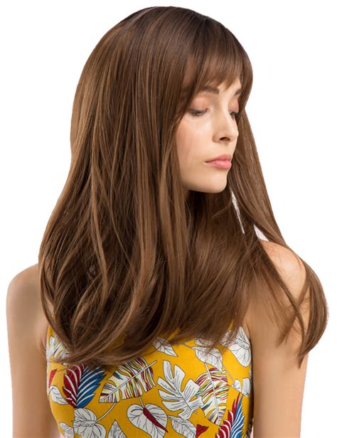 Long Straight Synthetic Hair With Bangs Women Wigs 20 Inches Shop