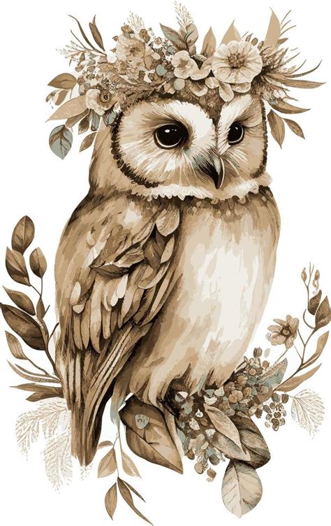 Cute Owl Boho Style Illustration Vector Art At Vecteezy