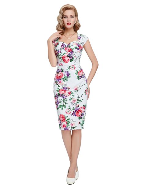 Vintage 50s Fifties Retro Pinup Swing Dress Wiggle Prom Housewife Pencil Dress In Dresses From