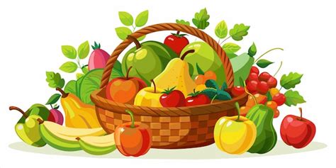 Premium Vector | A basket of fruits and vegetables with a basket of fruit