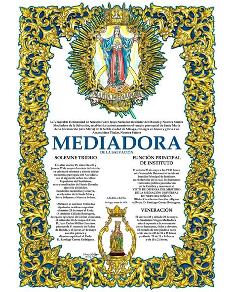 Hdad De La Mediadora On Twitter Acompa Emos En Estos D As A La Virgen