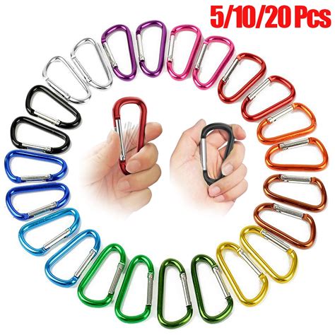 Pcs Mini Carabiner Spring Clip Aluminum Alloy D Shape Keychain Snap