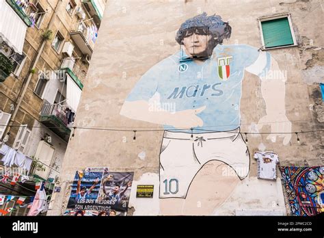 March 4 2023 Naples Italy The Original Maradona Mural Is The First