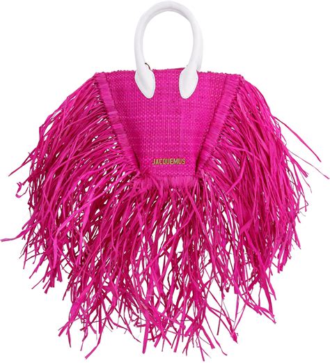 Jacquemus Le Petit Baci Fringed Straw Bag In Pink Lyst Uk