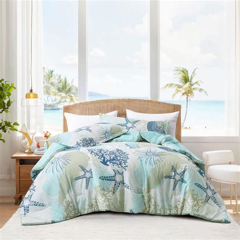 Amazon Tritard Coastal Comforter Set King Size 3 Piece Soft Beach