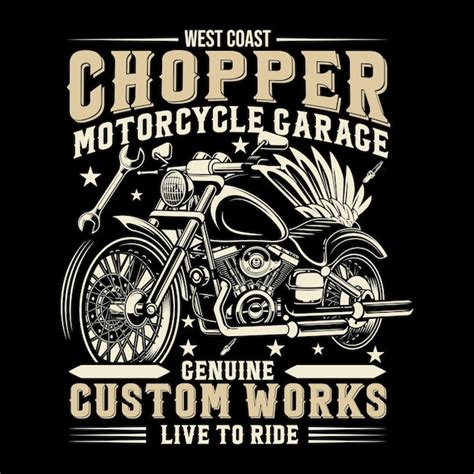 Premium Vector West Coast Chopper Motorcycle Garage Genuine Custom