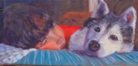 Ellen Little's Paintings: A Boy and his dog.