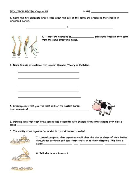 Darwin S Theory Of Evolution Worksheet Chapter 15 Theory Of Evolution