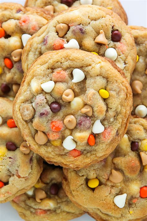 White Chocolate Reese S Pieces Peanut Butter Chip Cookies Baker By Nature