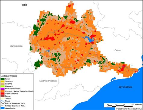 Basin maps of Mahanadi river showing basin indicators, landcover ...