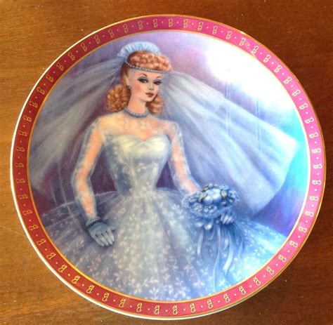 Danbury Mint Porcelain Barbie Collector Plate 1959 Ponytail Wedding Bride