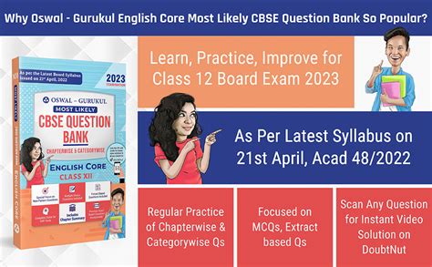 Oswal Gurukul English Core Most Likely Question Bank Cbse Class 12 For 2023 Exam Oswal