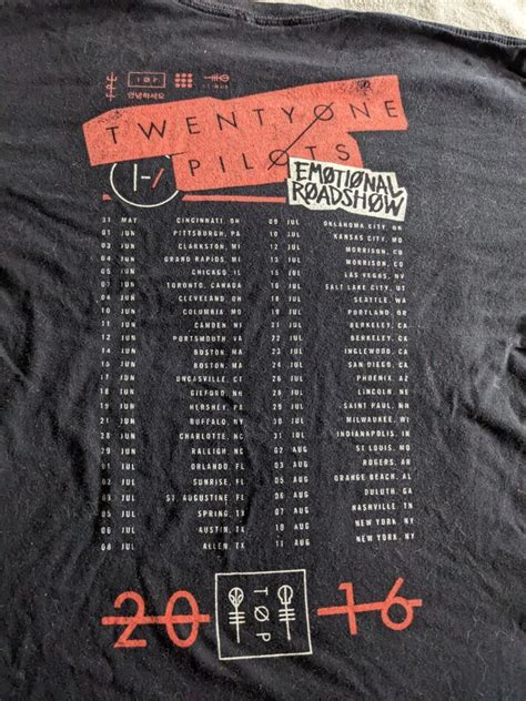 Twenty One Pilots Emotional Roadshow Concert Tour T Shirt Adult L