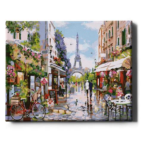 Set Pictura Pe Numere Strazi Din Paris 40 X 50 Cm Panza Multicolor