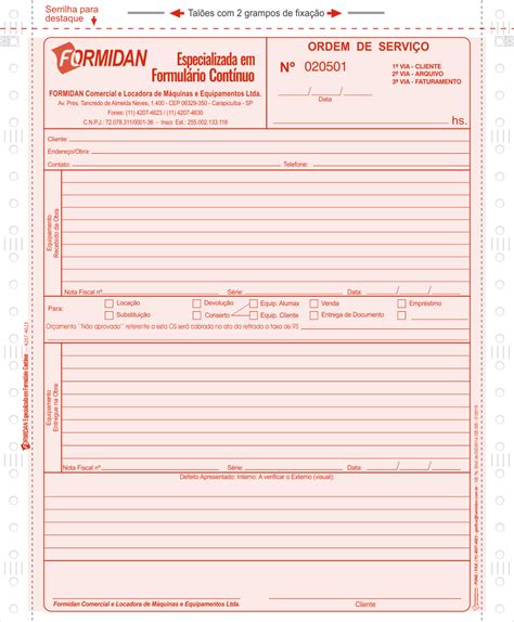 Ordem De Servi O Formidan Formul Rio Cont Nuo