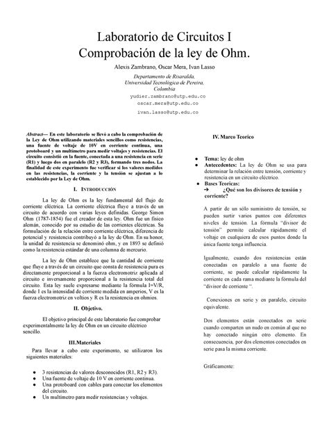 Lab Circuitos Apuntes Laboratorio De Circuitos El Ctricos I Utp